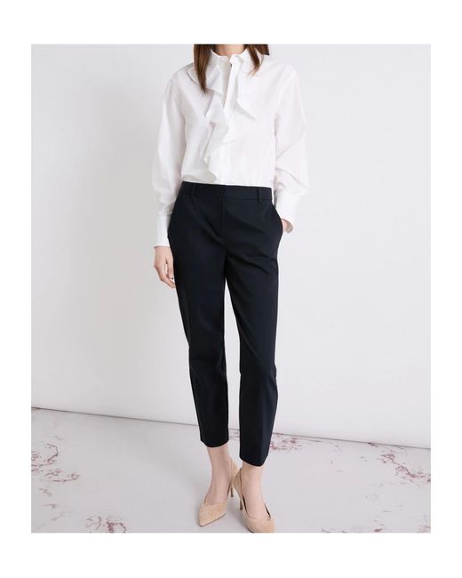 Marella Black Stretch Cotton-Blend Trousers