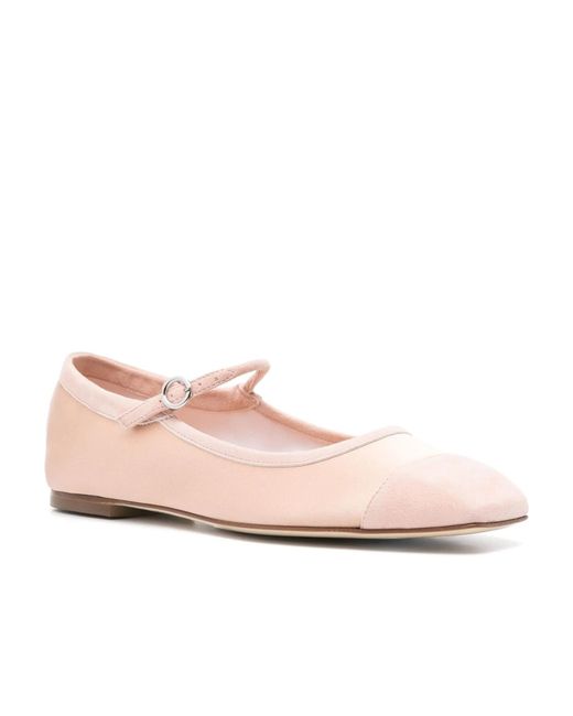 Aeyde Pink Uma Cap Satin Ballerinas