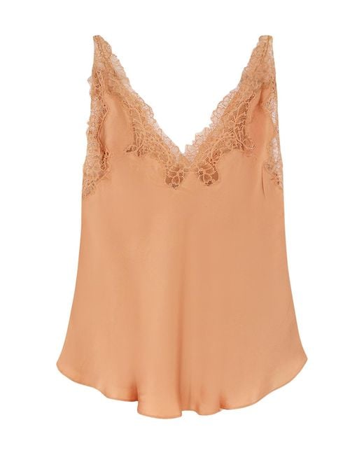 Mes Demoiselles Brown Lace Trim Camisole Top