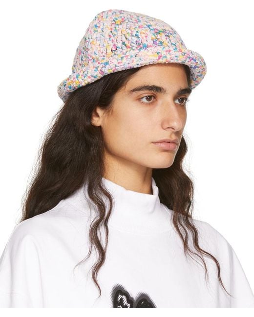 we11done White Logo Rough Knitted Fisherman Hat