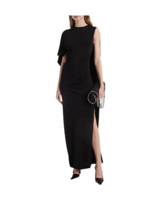 Stella McCartney Black Caped Ruched Gown