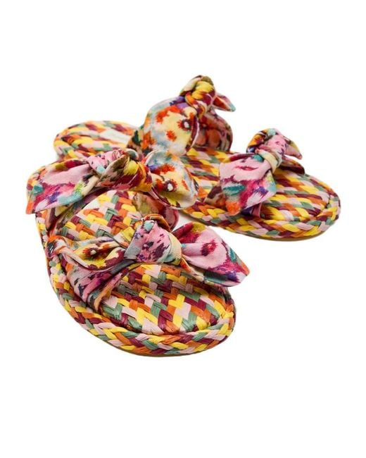 Zimmermann Red Carousel Printed Raffia Sliders