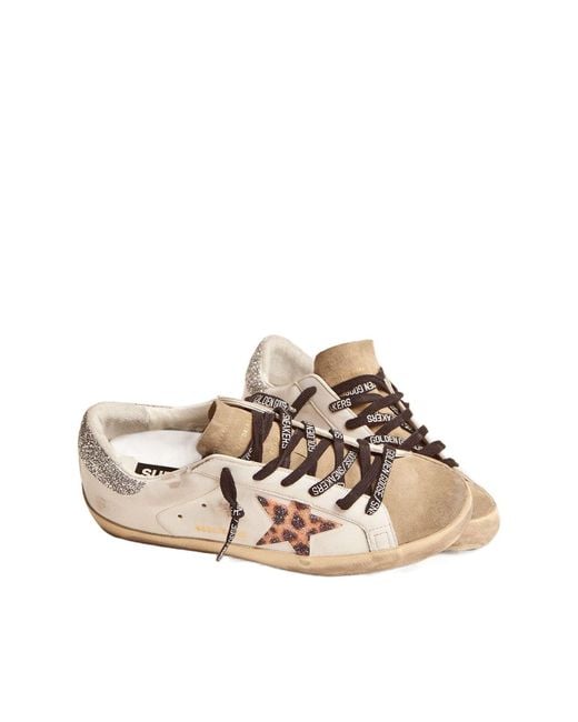 Golden Goose Deluxe Brand Pink Super-Star With Leopard Print And Swarovski Crystal Star