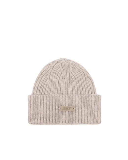 Autry Natural Ribbed-Knit Logo Patch Beanie for men