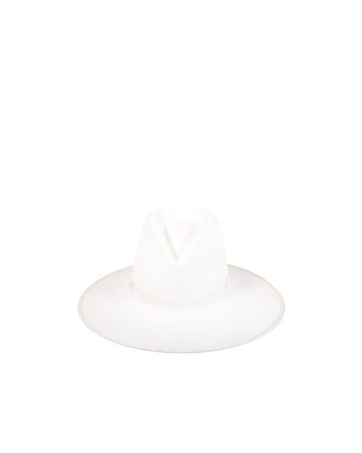 Max Mara White Cellula Wide-Brim Hat