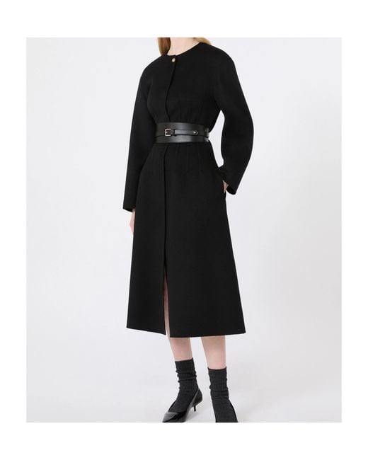 Max Mara Black Wool, Cashmere And Silk Redingote Coat