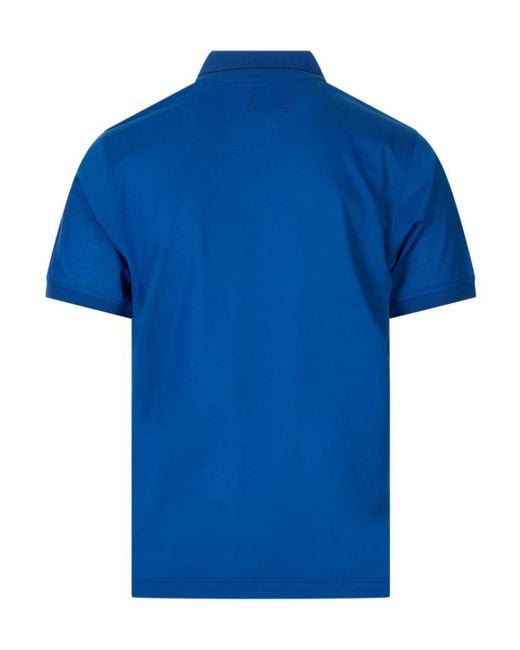 Kiton Blue Logo-Button Polo Shirt for men