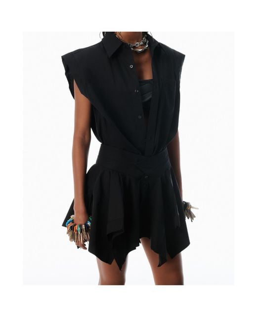 Alexander Wang Blue Short-Sleeved Mini Shirt Dress