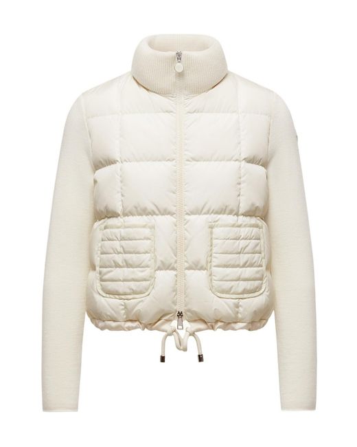 Moncler White Square-Quilted Padded Wool Zip-Up Cardigan