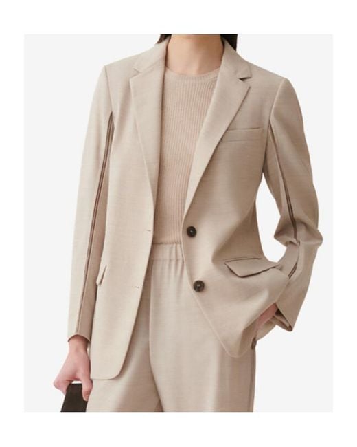 Fabiana Filippi Natural Long-Sleeve Suit Jacket