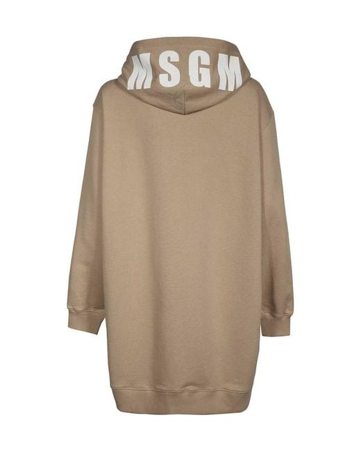 MSGM Natural Logo Hooded Hoodie