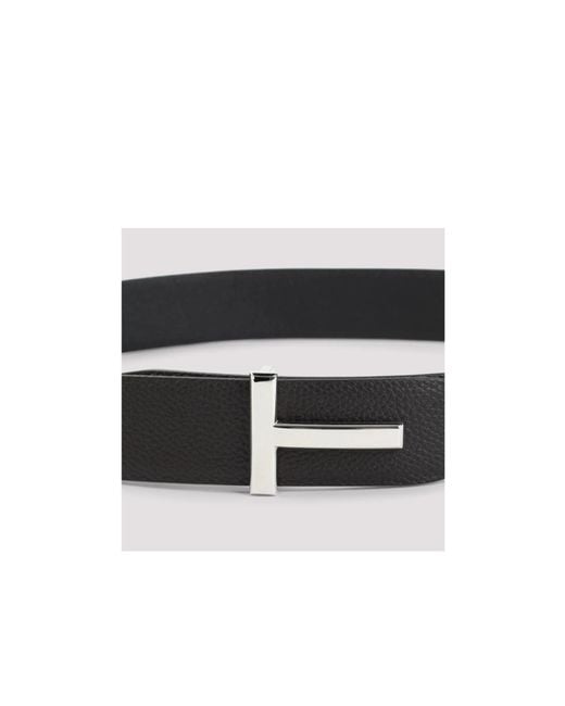 Tom Ford White T Buckle Belt for men