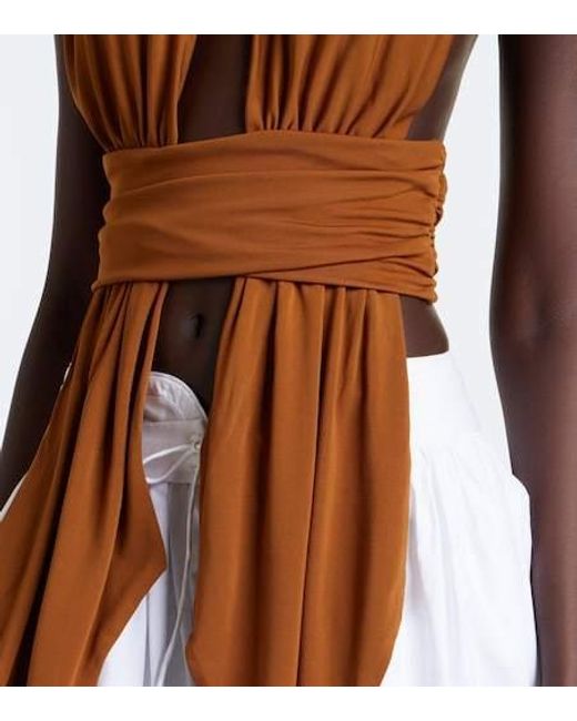 Christopher Esber Brown Scarf Halterneck Jersey Top