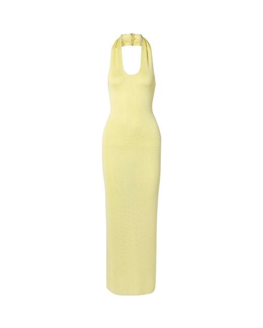 Khaite Yellow Coraline Halterneck Midi Dress