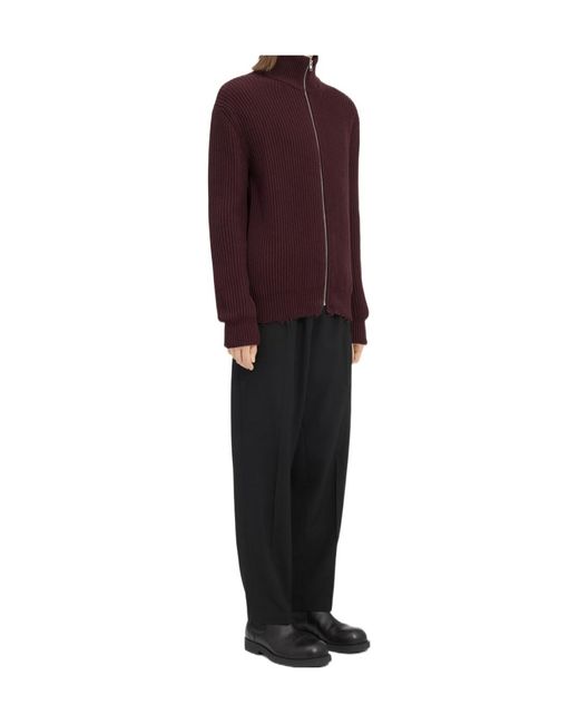 MM6 by Maison Margiela Red Ribbed-Knit Zipped Cardigan for men