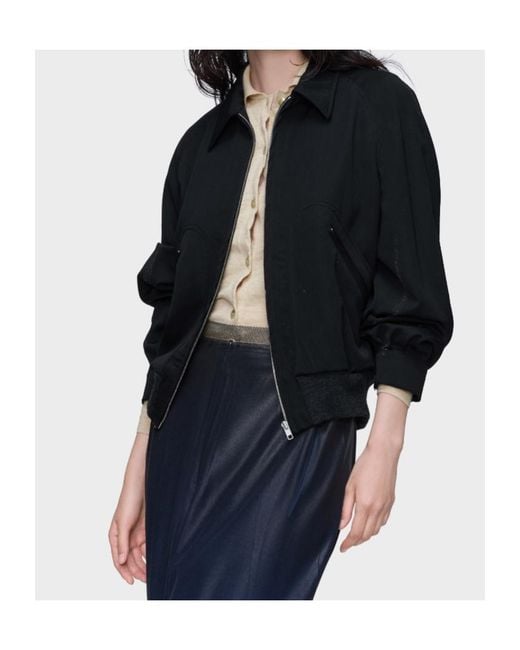 Maison Margiela Black Zip-Up Bomber Jacket