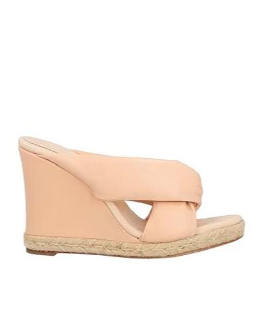 Chloé Natural Round-Toe Wedge Leather Sandals