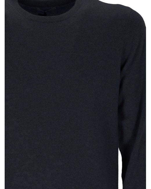 Soft Goat Blue Crew Neck Long-Sleeved Knitwear for men