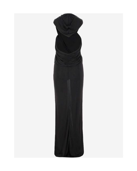 Saint Laurent Black Open-Back Draped Hooded Dress