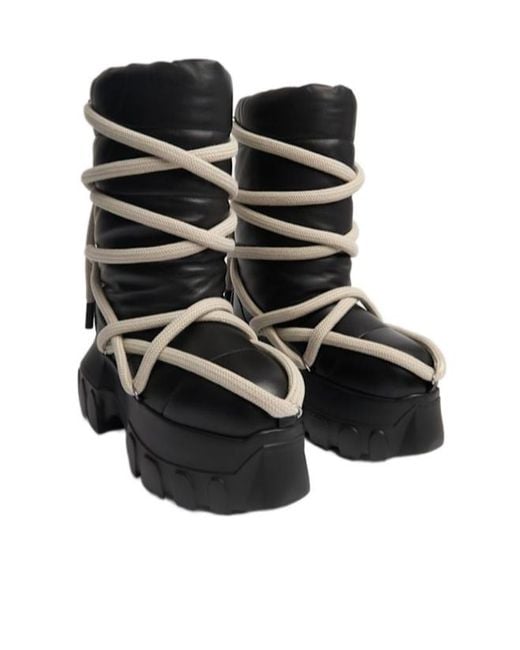 Rick Owens Black Lunar Mega Tractor Leather Boots for men