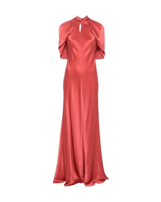 Alberta Ferretti Red Cutout Detail Dress