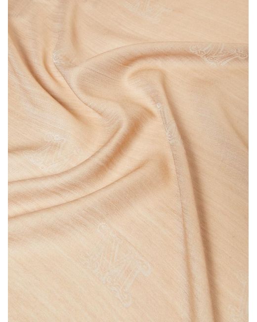 Max Mara Natural Wool, Silk And Cotton Logo Shawl