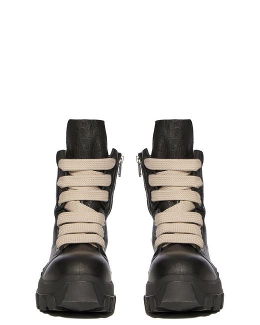 Rick Owens Black Lace-Up Combat Boots for men