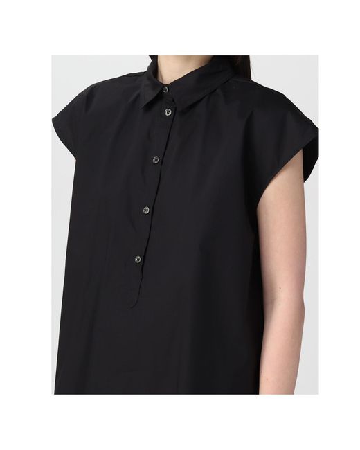 Woolrich Black Cap-Sleeved Buttoned Shirt