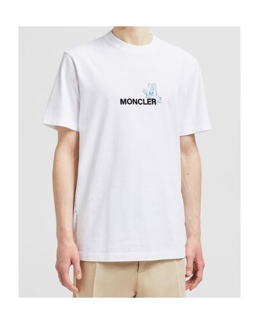 Moncler White X Frgmt Cartoon Logo Cotton T-Shirt for men