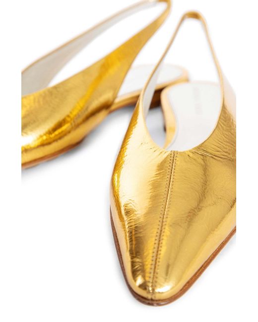 Bottega Veneta Yellow Round Toe Flat Sandals