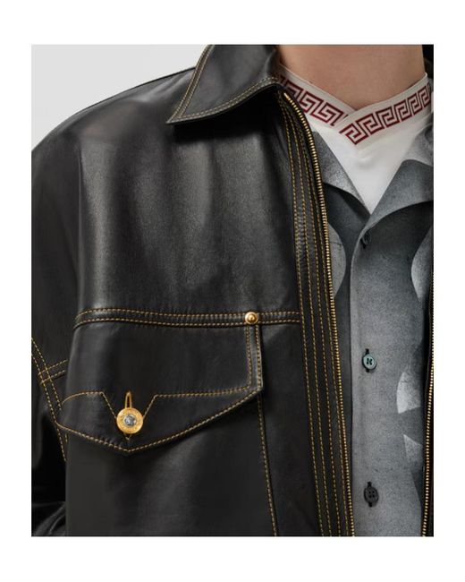 Versace Black Leather Jackets for men
