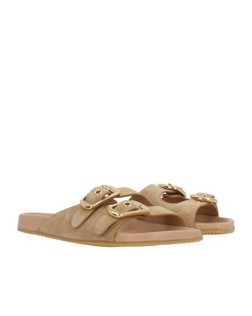 Chloé Brown Chloé Double-Strap Slides