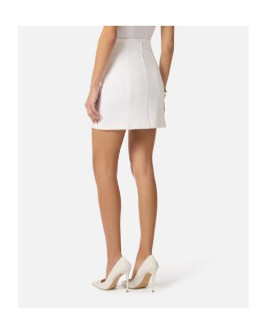Elisabetta Franchi White High Waist Mini Skirt