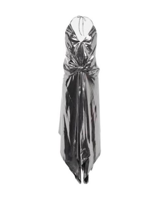 Alexandre Vauthier White Halterneck Metallic Midi Dress