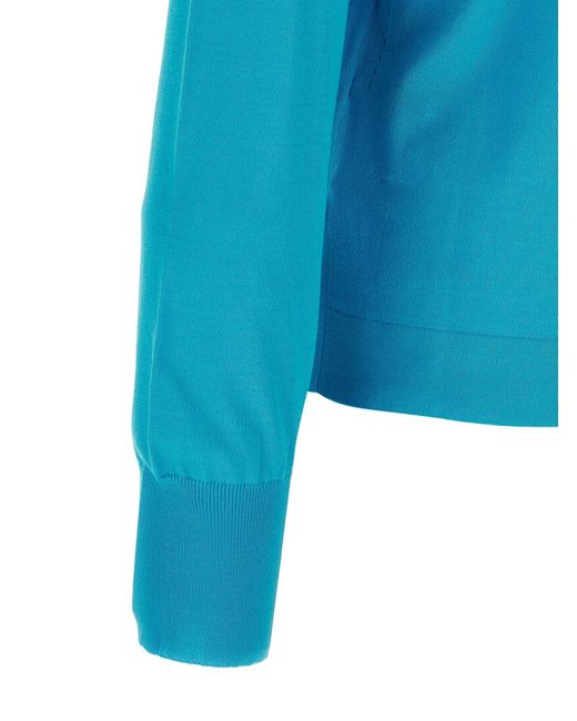 Prada Blue Cotton Turtleneck Sweater for men