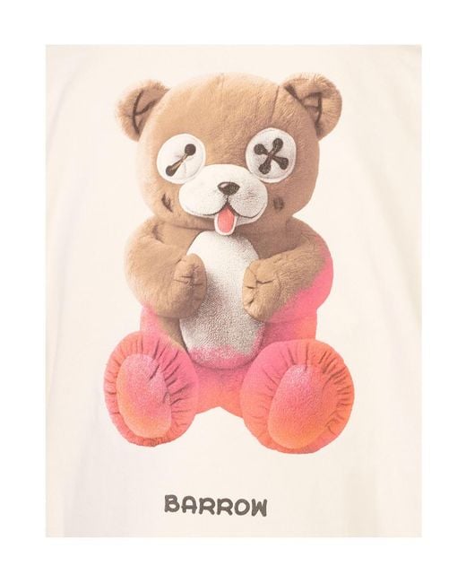 Barrow White Teddy Bear Printed Hoodie for men