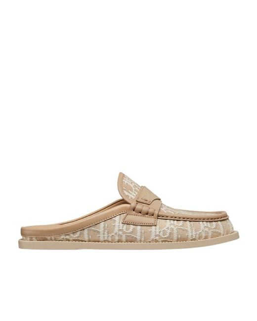 Dior White Christian Logo Jacquard Slip-On Sandals