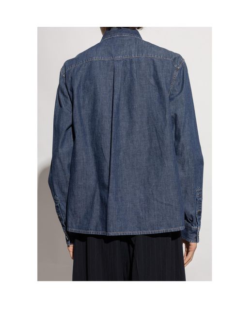 Dolce & Gabbana Blue Heraldic Emblem Denim Shirt for men