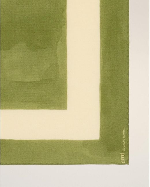 AMI Green Ami De Coeur Printed Scarf for men