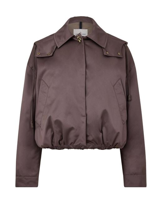Moncler Brown Cropped Satin Field Jacket