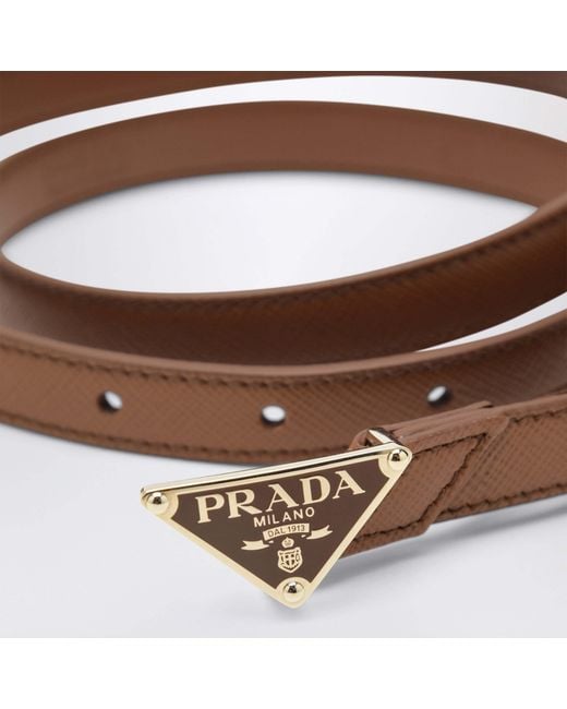 Prada Brown Belt With Triangular Logo