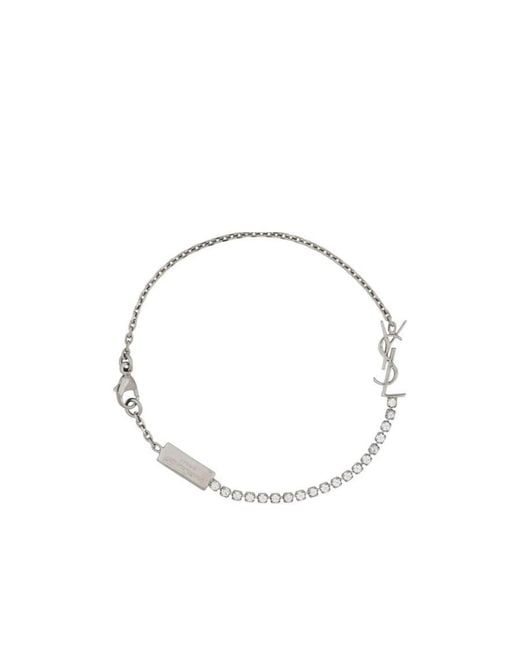 Saint Laurent Metallic Cassandre Charm Bracelet