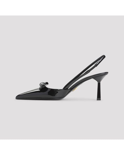 Prada Metallic Pointed-Toe Slingback Pumps