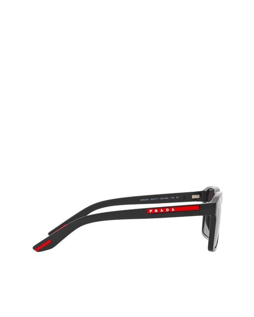 Prada Linea Rossa Gray Prada Eyewear Rectangular Frame Sunglasses for men