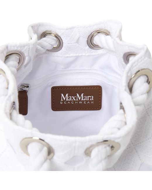 Max Mara White Rope-Detail Floral-Lace Bucket Bag