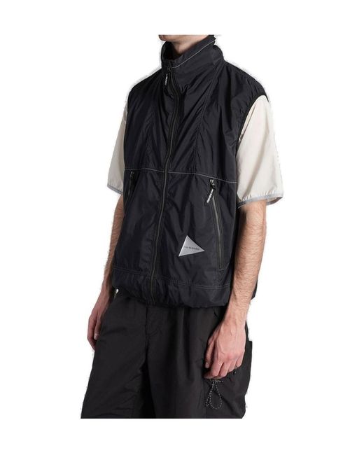 And Wander Black Pertex Windproof Vest for men
