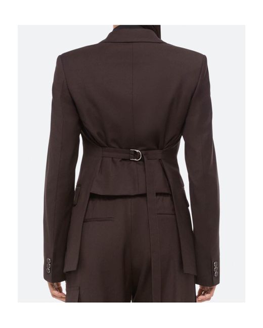 Helmut Lang Brown Single-Button Belted Back Blazer