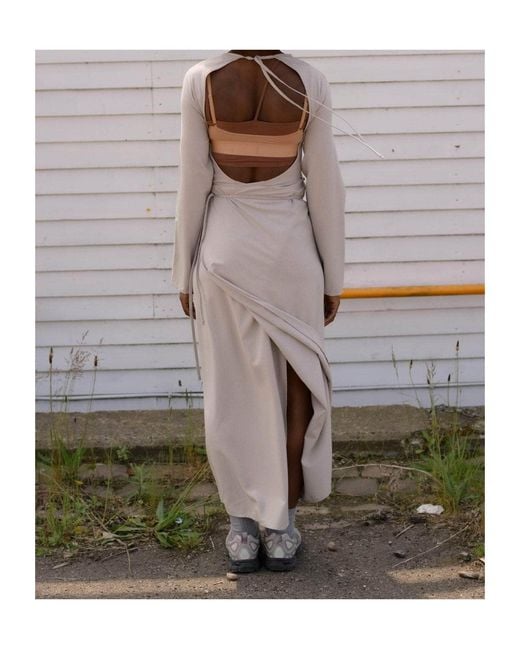 Baserange Gray Long Sleeve Apron Dress