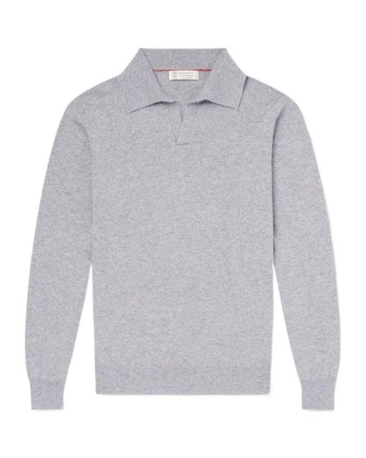 Brunello Cucinelli Gray Long-Sleeved Knitted Jumper for men