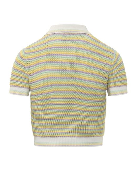 Casablanca Green Bourgeois Stripe Knitted Polo Top